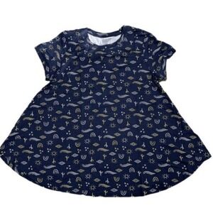 LuLaRoe Womens Top Size XL Erika Navy Blue‎ Sun Cactus Tribal Rayon Blend NWT